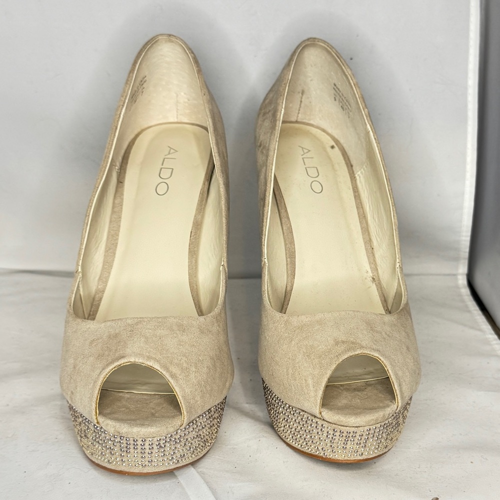 ALDO Women's Beige Peep Toe Heels